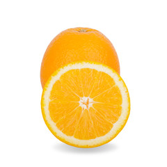 Slice of fresh orange isolated on white background
