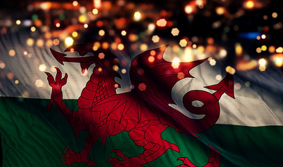 Wales National Flag Light Night Bokeh Abstract Background