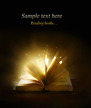 Magical book on bright background