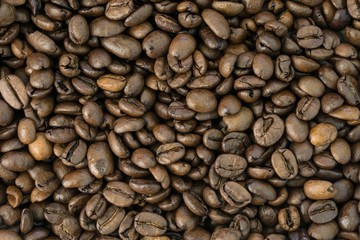 Full frame photo of roasted coffee beans for background