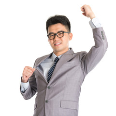 Asian businessman celebrating success
