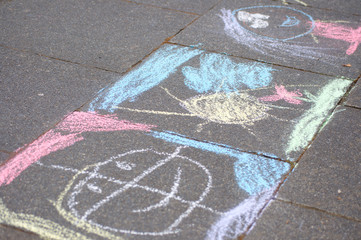 Chalk painting(s) on the sidewalk