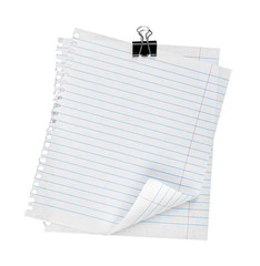 two vintage sheet of paper stapled on an isolated white backgrou