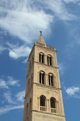Fototapeta na wymiar Belfry on Church in Zadar.