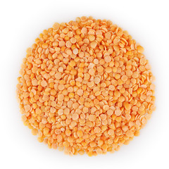 Red lentils isolated on white background