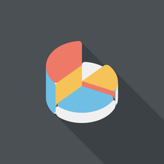 Business pie chart flat icon with long shadow,eps10