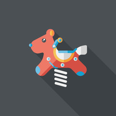 playground toy horse  flat icon with long shadow