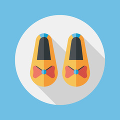 baby booties flat icon with long shadow