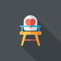 baby high chair flat icon with long shadow,eps10