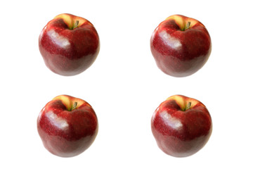 Four apples on a white background to use as background