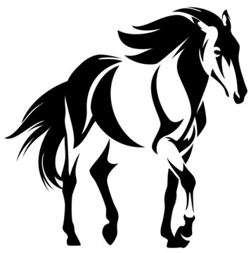 wild horse black and white outline