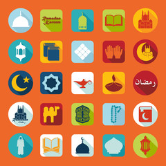 Set of flat icons: Ramadan Kareem