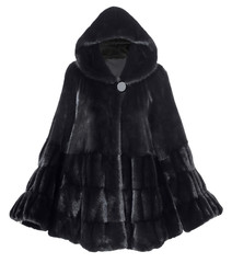 black fur coat isolated on white