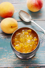 Vintage silver goblet of peach jam