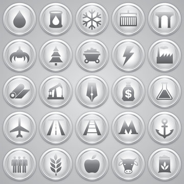 Vector set glossy icons, industrial and transport icons, design