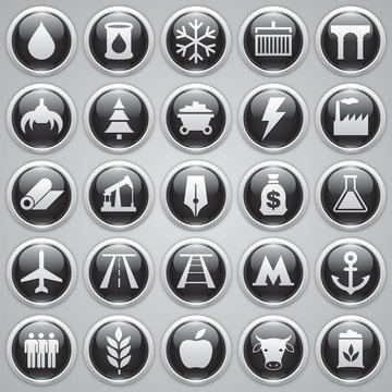 Vector set glossy icons, industrial and transport icons, design