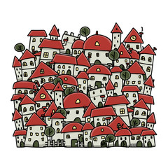 Fototapeta premium City sketch, background for your design