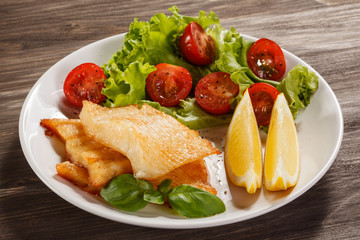 Fish dish - fried halibut and vegetables