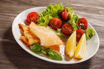 Fish dish - fried halibut and vegetables