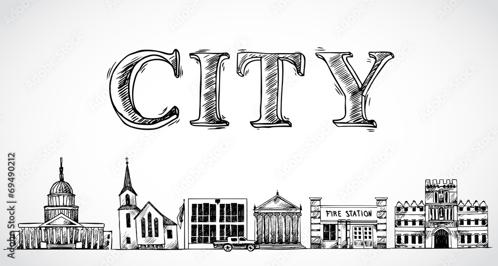 Sticker city town background