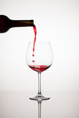 Red Wine Glass with Bottle