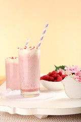 Delicious milkshake on table