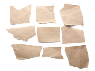 Torn blank papers isolated on white