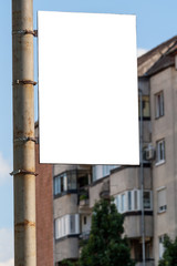 blank advertisement attached to pole