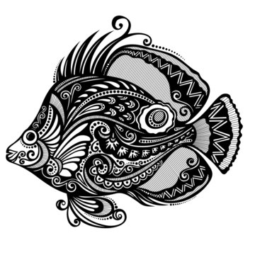 Vector Abstract Sea Fish. Patterned design