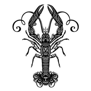 Vector Sea Langoustine. Patterned design