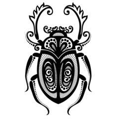 Obraz premium Vector Beautiful Beetle, Exotic Insect. Patterned design, Tattoo