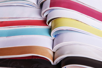 Open magazines close up