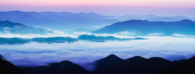 Mountain foggy sunrise