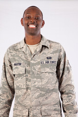 Military man smiling at the camera