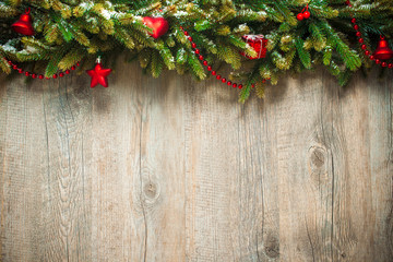 christmas decoration on wooden background