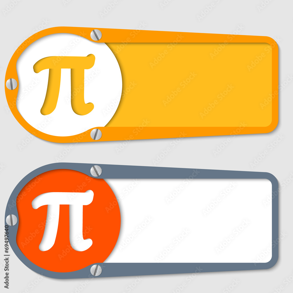 Poster set of two boxes for any text with pi symbol