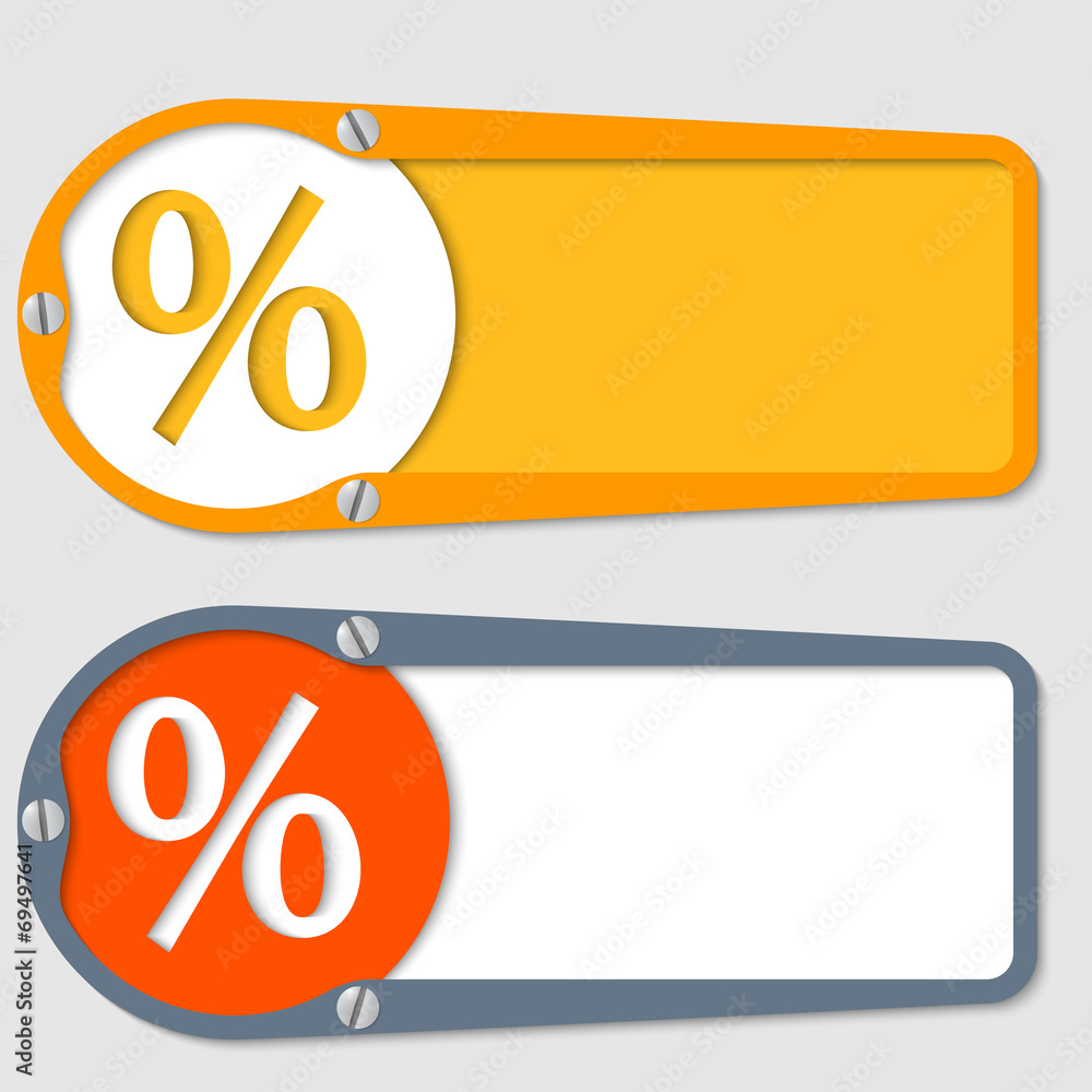 Poster set of two boxes for any text with percent symbol