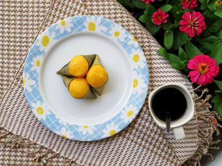 Palm flesh dessert and coffee