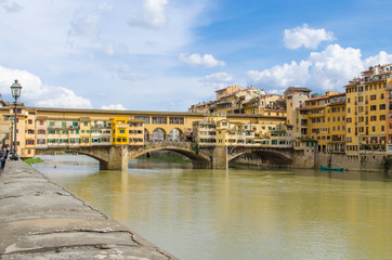 Fototapeta na wymiar Ponte Vecchio in blue sky, Florence, Italy
