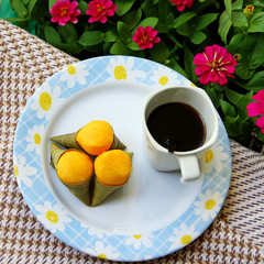 Palm flesh dessert and coffee
