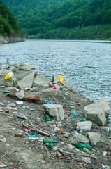 Environmental problems and nature pollution by pile of rubbish