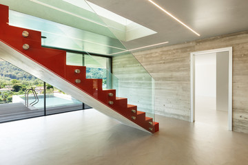 Interior, red staircase