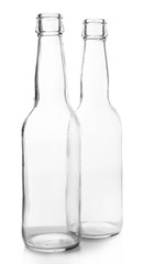 Empty glass bottles isolated on white