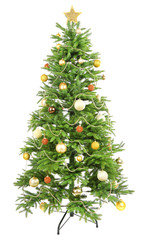 Decorated Christmas tree isolated on white