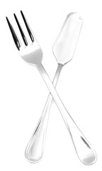 Metal cutlery isolated on white