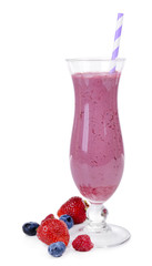 Delicious berry cocktail isolated on white