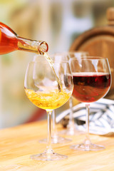Wine pouring into wine glass, close-up