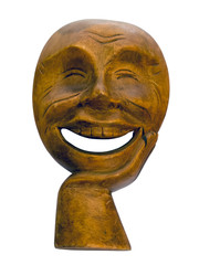 Fototapeta na wymiar Laughing wooden mask