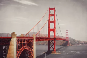 Stickers pour porte Pont du Golden Gate Golden Gate Bridge, San Francisco, USA. Retro filter effect