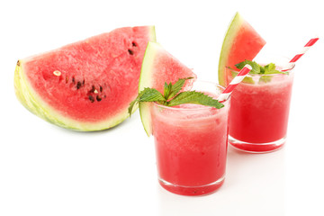 Watermelon cocktail isolated on white